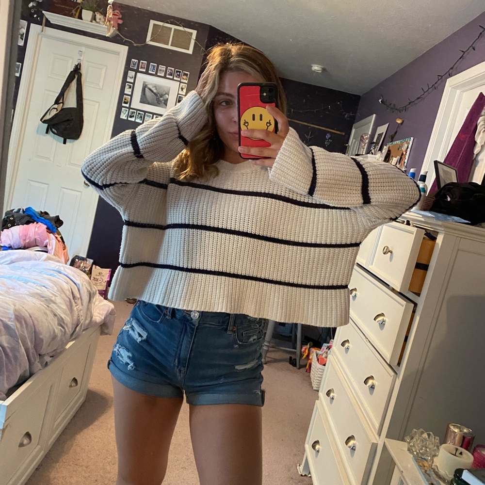 Cropped striped sweater